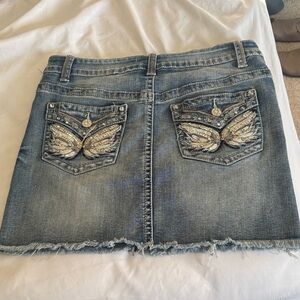 Y2K Butterfly Embellished Denim Mini Skirt